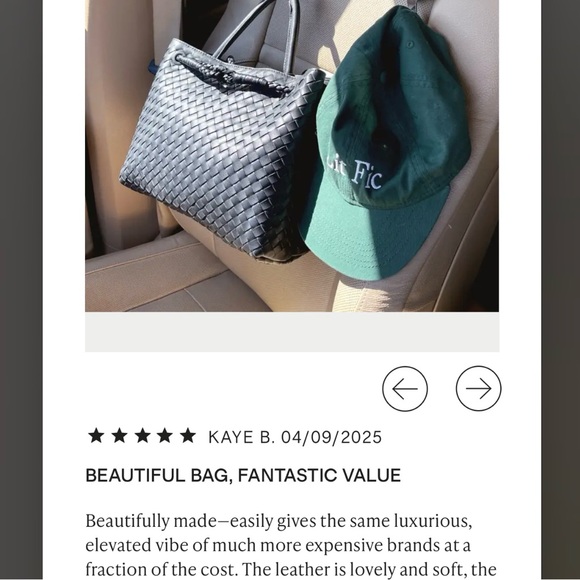 Quince Black Italian Leather Handwoven Satchel Size Large NWT - Picture 11 of 12